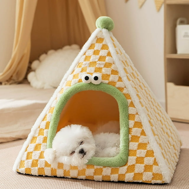 Lit pour Animal Isolé d'Hiver, Conception de Tente Douillette et Chaude pour Petits et Moyens Chats, Usage Intérieur Extérieur