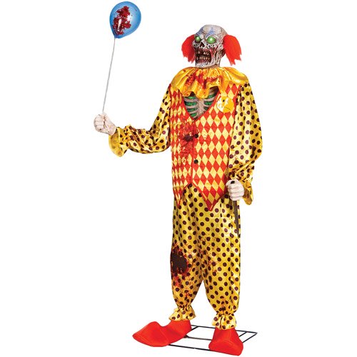 6' Zombie Clown Animated Halloween Prop