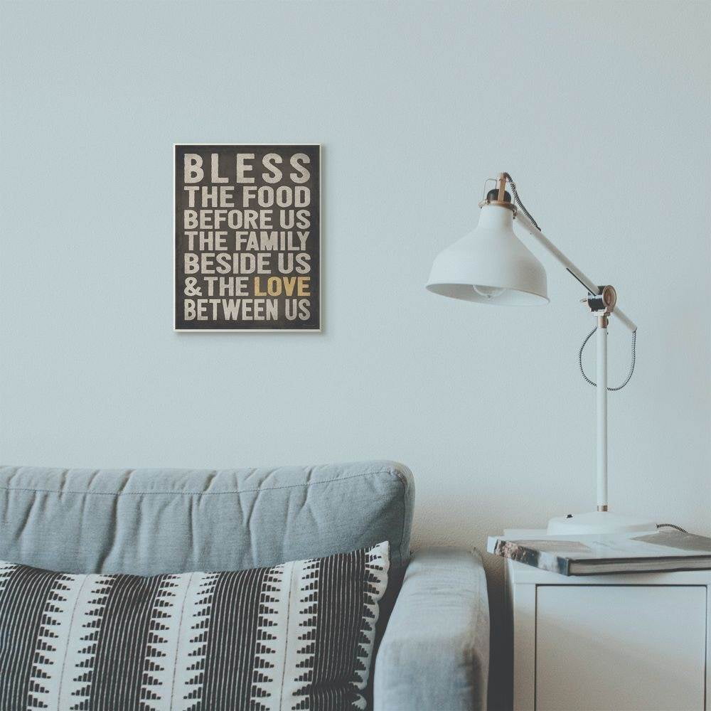 Stupell Industries Bless The Food Kitchen Dining Room Textured Word Design Wall Plaque Art by Stephanie Workman Marrott