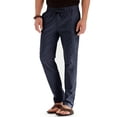 thumbnail image 3 of Pantalones casuales de lino Bidobibo para hombre, talla grande, cintura elástica, corte recto, cordón ajustable, pantalones de playa, pantalones casuales de algodón para negocios con bolsillos,, 3 of 7