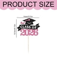 thumbnail image 3 of Glitter Graduation Cake Topper Class of 2026, 14cm Grad Cap Banner Cake Pick for Graduation Party Decor Dessert Table Pink, 3 of 9
