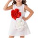 thumbnail image 1 of Vestido de la Niña de la Flor Blanca sin Mangas Verano Rojo Y Blanco de la Rodilla de la Falda de la Longitud Bolsos de Fiesta para los Niños Cumpleaños Vestido Al Aire Libre, 1 of 9