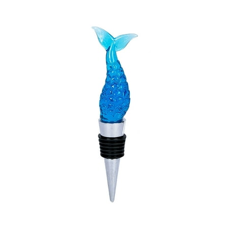 Coastal Accessories Novelty Wine Accessories Beachcombers Coastal Life Blue Mermaid Tail Glass Bottle Stopper ()