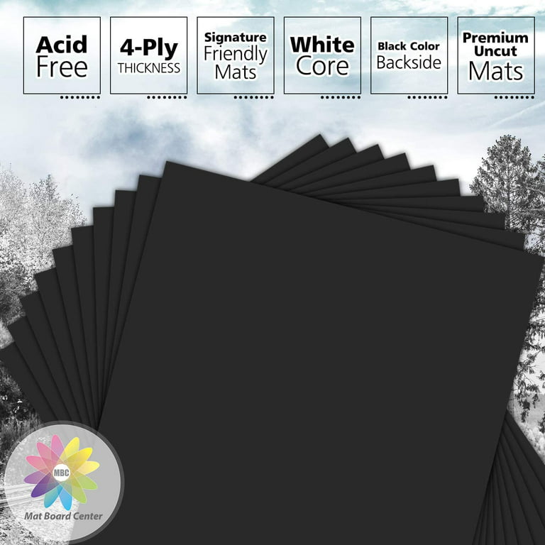 Mat Board Center, Pack of 25, 11x14 for 8x10 - White Mats, Clear Bags,  Backing Boards - Acid Free, 4-ply Thickness, White Core - for Pictures,  Photos
