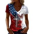 thumbnail image 2 of HOWPAY 250th Anniversary USA Shirt Women American Flag Graphic Independence Day Tops Short Sleeve V Neck Patriotic Casual T-Shirt Light Purple L, 2 of 4
