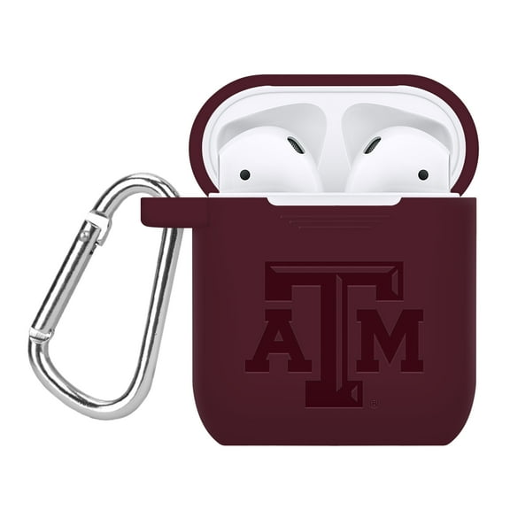 Texas A&M Aggies Engraved Silicone Case Cover Compatible with Apple AirPods Gen 1 & 2 (Maroon) by Affinity Bands