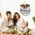 thumbnail image 4 of Eveokoki 12" Welcome Sign Welcome-ish Front Door Sign Funny Wreaths Hanging Wooden Plaque Decoration Round Rustic Wood Farmhouse Porch Decor for Home, 4 of 5