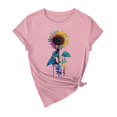 thumbnail image 3 of NAMTYQX Summer Tops Light Short Sleeve Loose Fit Crew Neck Gemustert Airoft Cute Plus Size Graphic Womens Blouses Pink Size L, 3 of 5
