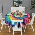 thumbnail image 2 of Colorful Rainbow Tie Dye Spiral Pattern Round Tablecloth 60"x60",Wrinkle Wipeable Table Cloth for Kitchen Dining Room Picnic Patio Party, 2 of 6