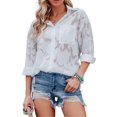thumbnail image 3 of Sunloudy Camisas elegantes para mujer, blusa de gasa con botones de manga larga de jacquard de color puro Sunloudy  S M L XL XXL, 3 of 9