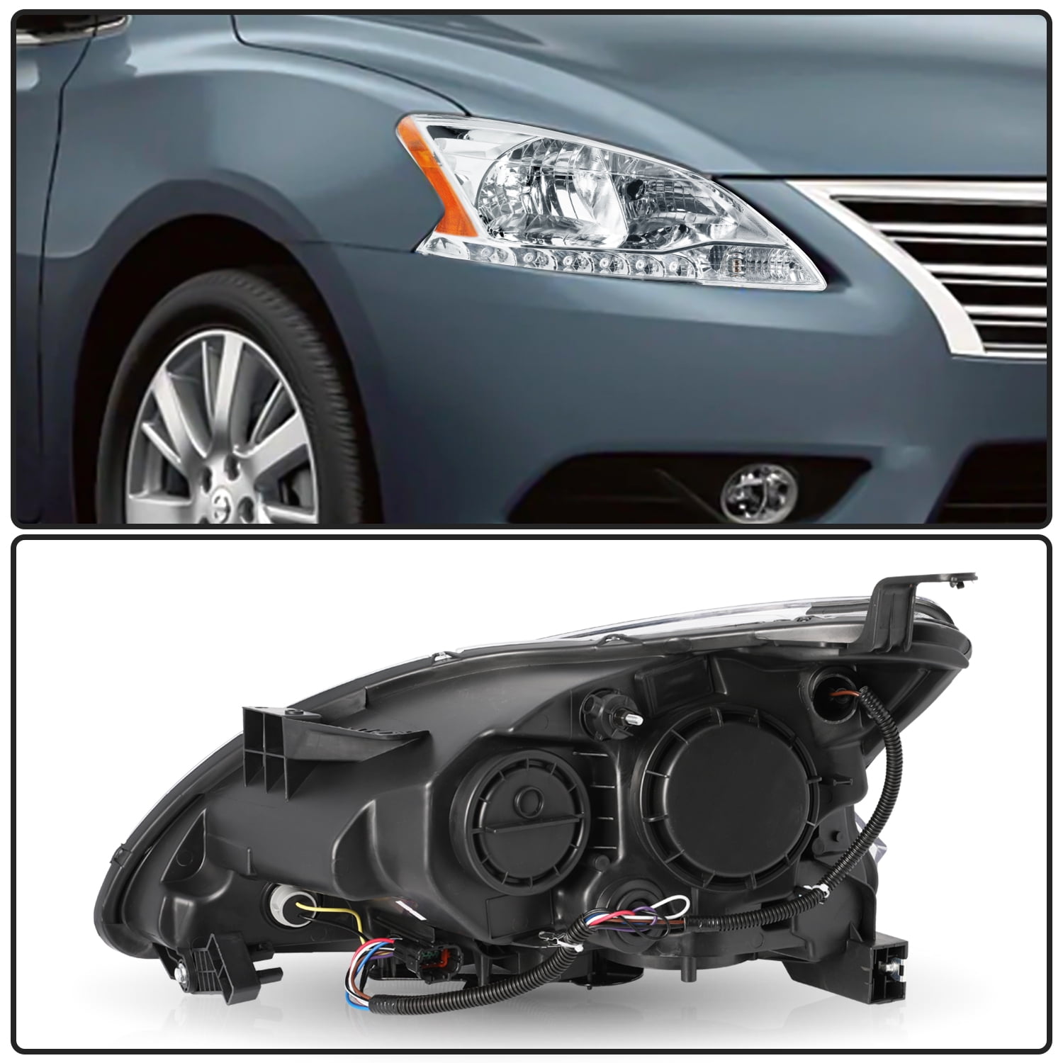 For 2013-2015 Nissan Sentra w/LED DRL Halogen Passenger Side Headlight Headlamp