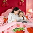 thumbnail image 5 of meiyoeat Girls Personalized Monogram 7 Pieces Full Size Bedding Sets,Strawberry Themed Initial Full Size Bed in a Bag For Girl,Pink Reversible, 5 of 7
