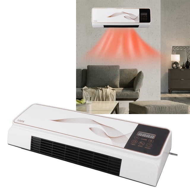 Mini Calentador De Pared, Estructura Eficiente De Rueda De Viento 220 V Función De Enfriamiento De Viento Natural Almohadillas De Pies Inferiores Calentador De Ventilador Montado