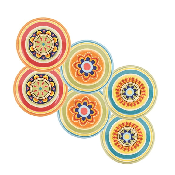 Bico Tunisian 6 inch Ceramic Appetizer Plate, Set of 6, for Salad, Appetizer, Snacks, Microwave & Dishwasher Safe
