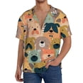 thumbnail image 1 of Balery Colorful Dogs Camisa Casual de Manga Corta con Botones para Hombre, Texturizada, Estilo Cubano, para Playa, Verano-Large, 1 of 5