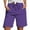 Purple, variant on Womens Shorts Fashion Casual Pocket Solid Elastic Waist Drawstring Short Pants Backpacking Shorts for Women