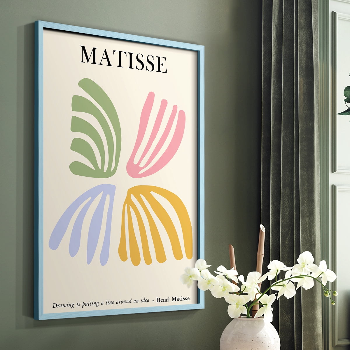 Matisse CDLXXXVIII in Blue Solid Wood Framed Print No Nail Hanging