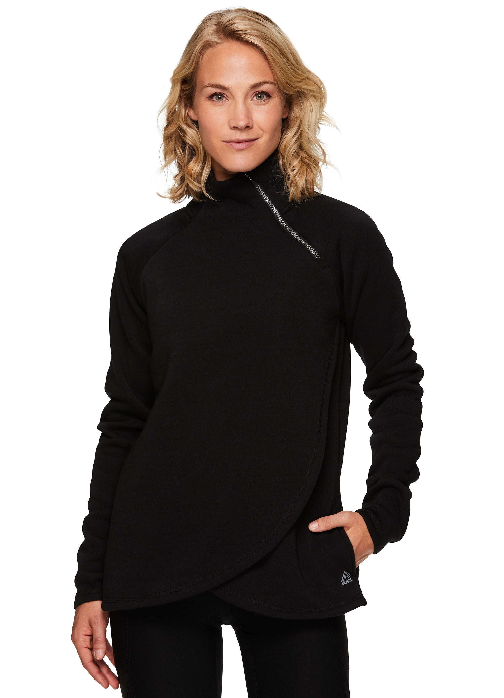 RBX - RBX Active Women's Zip Mock Neck Long Sleeve Fleece Pullover