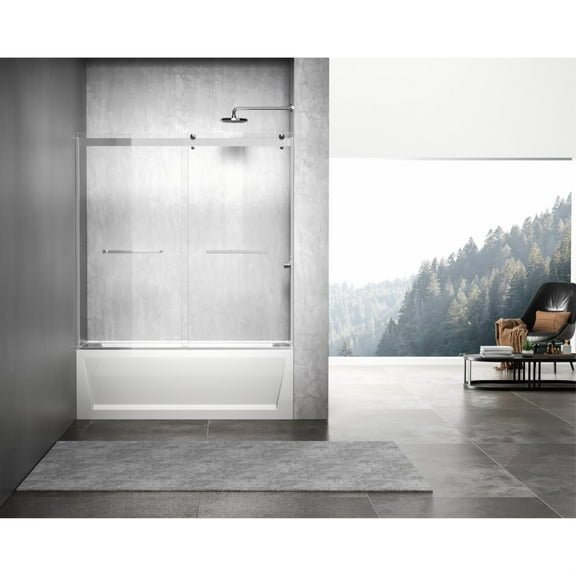 Frameless tub door 60 x 60 Brushed Nickel