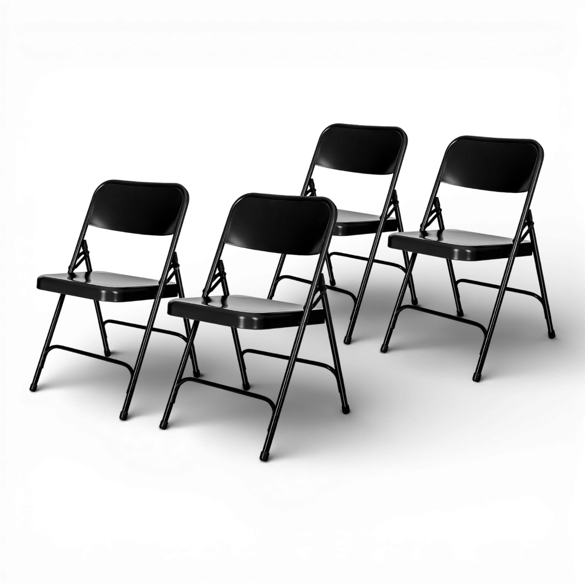 Hampden Furnishings Bernadine Collection Steel Double Hinge Folding Chair, Black, 4 Pack