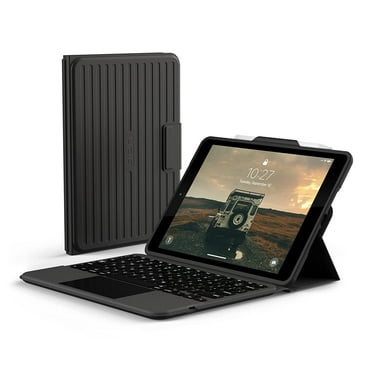UAG Designed for iPad 10.2 iPad 9th Generation Case with Keyboard, Black/Ash, English Rugged Bluetooth Wireless Keyboard Multi-Touch Trackpad Backlit Keys Protective Smart Cover Folio