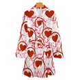 Bybiment Pattern Red Hearts Women's Long Sleeve Belted Night Robe