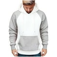 thumbnail image 2 of Mens Hoodies Fleece Lined Pullover Winter Warm Tops Color Block Sweatshirts with Pockets White M, 2 of 8