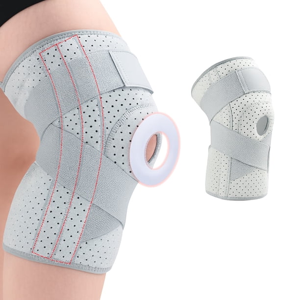 Rodillera Ajustable con Soporte Lateral y Almohadilla Patelar | Compresión Antideslizante de Neopreno Transpirable | Rodillera Deportiva Unisex para Caminar, Entrenar o Uso Diario – Gris Talla Única