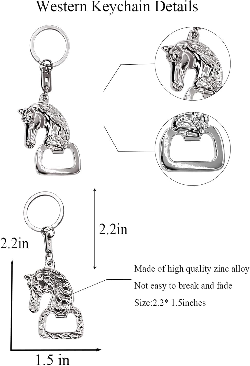 MKEUDQ-Western Keychain Bottle Opener Cowboy Horse Bottle Opener Keychain Tool Vintage Key Ring for Western Accessories