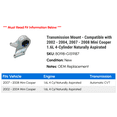 thumbnail image 2 of Transmission Mount - Compatible with 2002 - 2004, 2007 - 2008 Mini Cooper 1.6L 4-Cylinder Naturally Aspirated 2003, 2 of 2