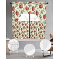 thumbnail image 2 of Red Strawberry Swag Kitchen Curtains Sets for Windows 24 Inch Length, Summer Fruits Farmhouse Leaves Flower Pastoral Short Window Curtain Swags Valances and Tiers 3 Piece Set for Cafe/Dining Room, 2 of 5