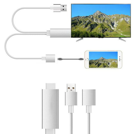 3 in 1 Lighting/Micro USB/Type-C to HDMI Cable, Mirror Mobile Phone Screen to TV/Projector/Monitor, 1080P HDTV Adapter for iOS and Android Devices, (Best Screen Mirroring For Android)