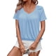 thumbnail image 2 of Camisetas Casuales de Verano para Mujer, Camisetas de Corta con Cuello en V, Camisetas Azul S, 2 of 7