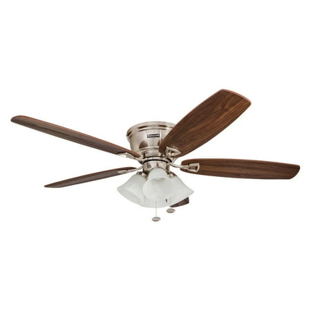 52  Honeywell Glen Alden Brushed Nickel Hugger Ceiling Fan with 4 Light