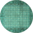 thumbnail image 1 of Ahgly Company Machine Washable Indoor Round Persian Turquoise Blue Traditional Area Rugs, 8' Round, 1 of 4