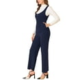 thumbnail image 4 of INSPIRE CHIC Women's Casual Wide Leg Rompers Pockets Knit Overalls Jumpsuit XS Navy Blue, 4 of 6