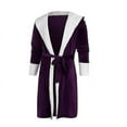 thumbnail image 3 of Hooded Sherpa Robe Long Plush Fuzzy Bathrobe BrP, 3 of 5