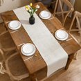 thumbnail image 4 of shiyou-Boho Table Runner 12x120 Inch Farmhouse Rustic Milky White Linen Table Runner for Dining Party Wedding Decoration, 4 of 4