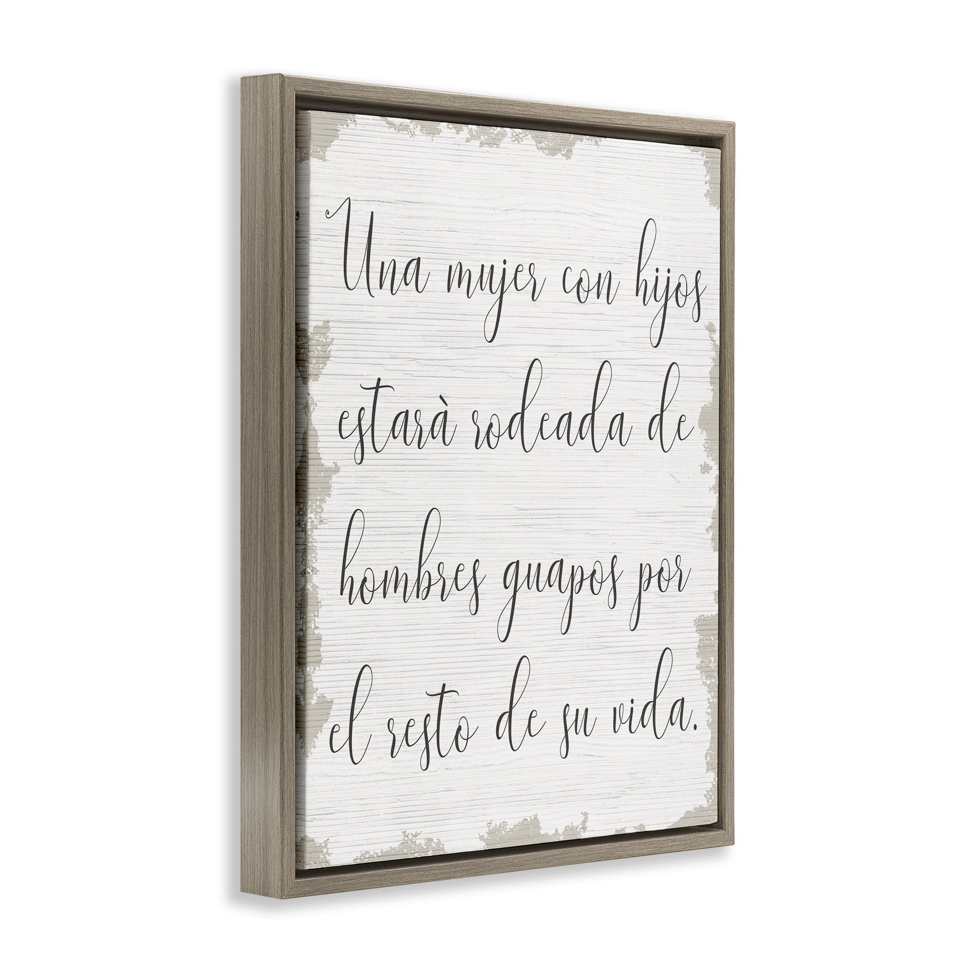 Stupell Industries Rodeada de Hombres Guapos Inspirational Quotes & Sayings Painting Brown Floater Framed Art Print Wall Art, 17 x 21