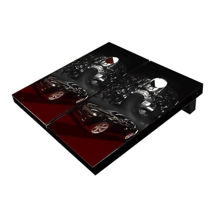 Skip's Garage Camaro Black Solid Wood Cornhole Board Set
