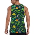 thumbnail image 3 of Gaeub Dinosaurs and Tropical Leaves and Flowers Men's Athletic Tank Top, Workout Sleeveless Shirts, Running Tank Tops for Gym, Running, Training - Small, 3 of 9
