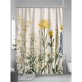 thumbnail image 5 of Shower Curtains Watercolor Flowers Leaf Bath Curtain Yellow Wildflowers Plant Waterproof Bathroom Shower Curtain Set with Hooks Decoration 36 x 72 Inches, 5 of 7
