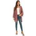 thumbnail image 7 of Grace Karin Women's Open Front Cardigan Oversized Waffle Knit Long Batwing Sleeve Sweaters with Pockets,Redwood, 7 of 7