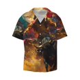 thumbnail image 2 of Lafuoo Colorful Bull Western Man Pattern Men's Cuban Collar Short Sleeve Shirt, Button-Down Resort Beach Pocket Shirt-XX-Large, 2 of 6