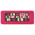 thumbnail image 1 of Retro Kitchen Mat, Vintage Letters I Love Rock n' Roll on Grunge Poster Music Theme Art, Plush Decorative Kitchen Mat with Non Slip Backing, 47" X 19", Pink Charcoal Grey Beige, by Ambesonne, 1 of 1