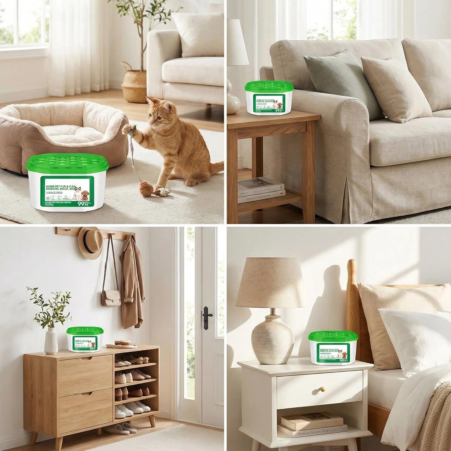 Home Pet Fur Odor Removal Magic Box,Indoor Air Purification Dust Removal Magic Box,360° All-Aroundcoverage,Long-Lasting, For Home, Pet Areas (green 2)
