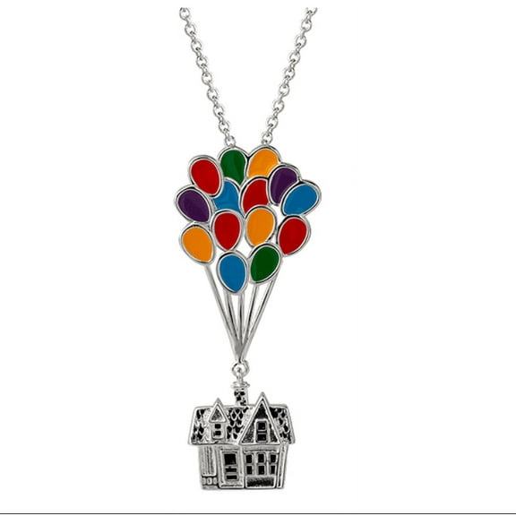 Disney's Up Women's Silver Plated Adventure House Balloon Necklace, 18"