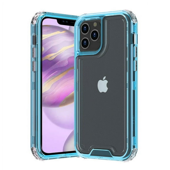 Apple iPhone 12 PRO MAX /6.7" Case Hybrid Shockproof PC TPU Rubber Silicone rotective Blue Transparent Phone Cover for Apple iPhone 12 Pro Max