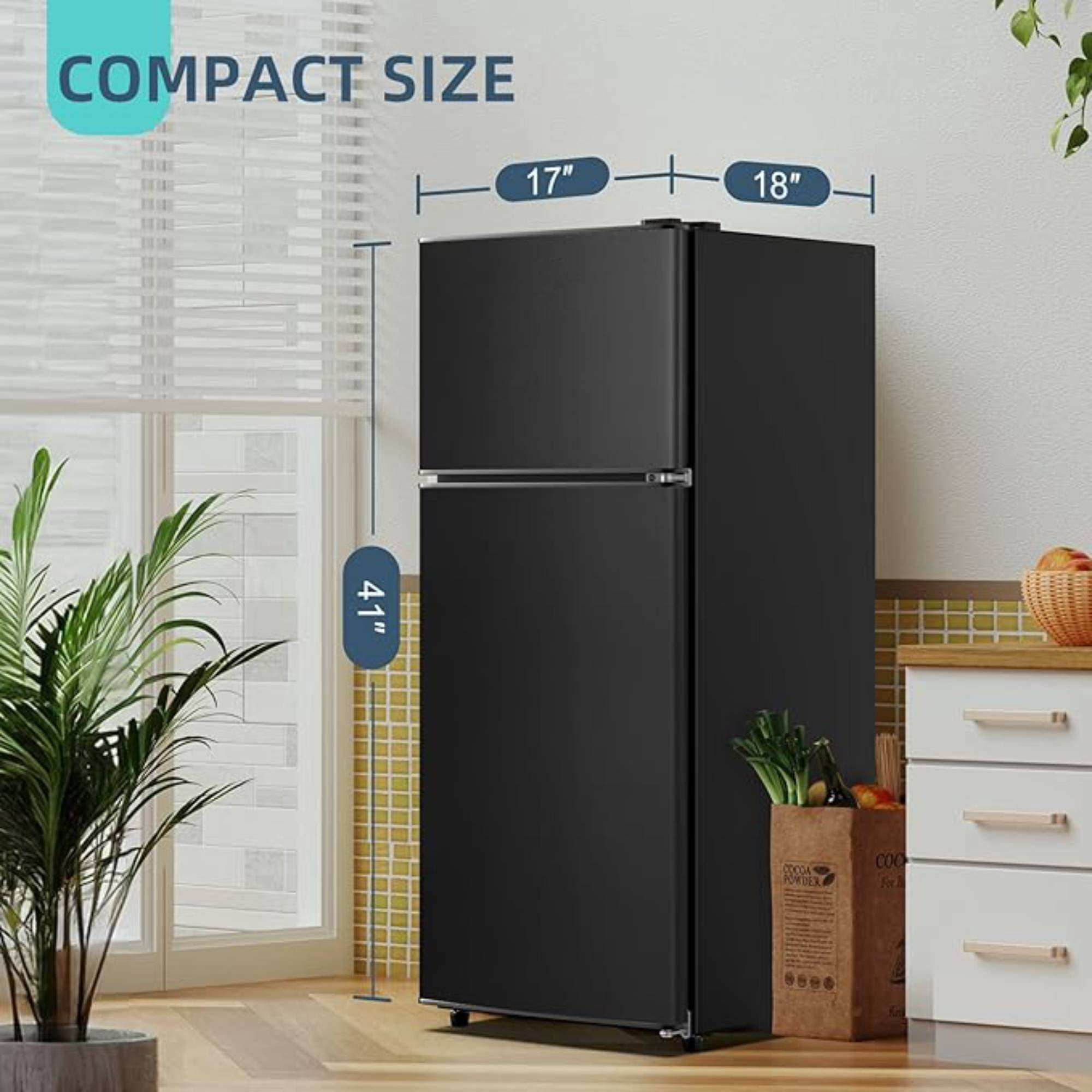 3.8 Cu.Ft Mini Fridge Freezer, 2 Door Small Refrigerator, 7 Level Adjustable Thermostat Freezer&nbsp;Fridge for Living Room, Kitchen and Apartment, Black