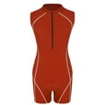 thumbnail image 3 of Alvivi Women Sleeveless Zip Up One Piece Boyleg Swimsuits Surfing Rash Guard Wetsuits Rust XXL, 3 of 7